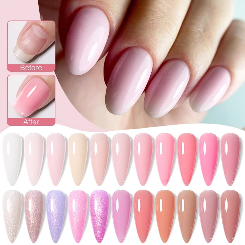 milky pink almond nails