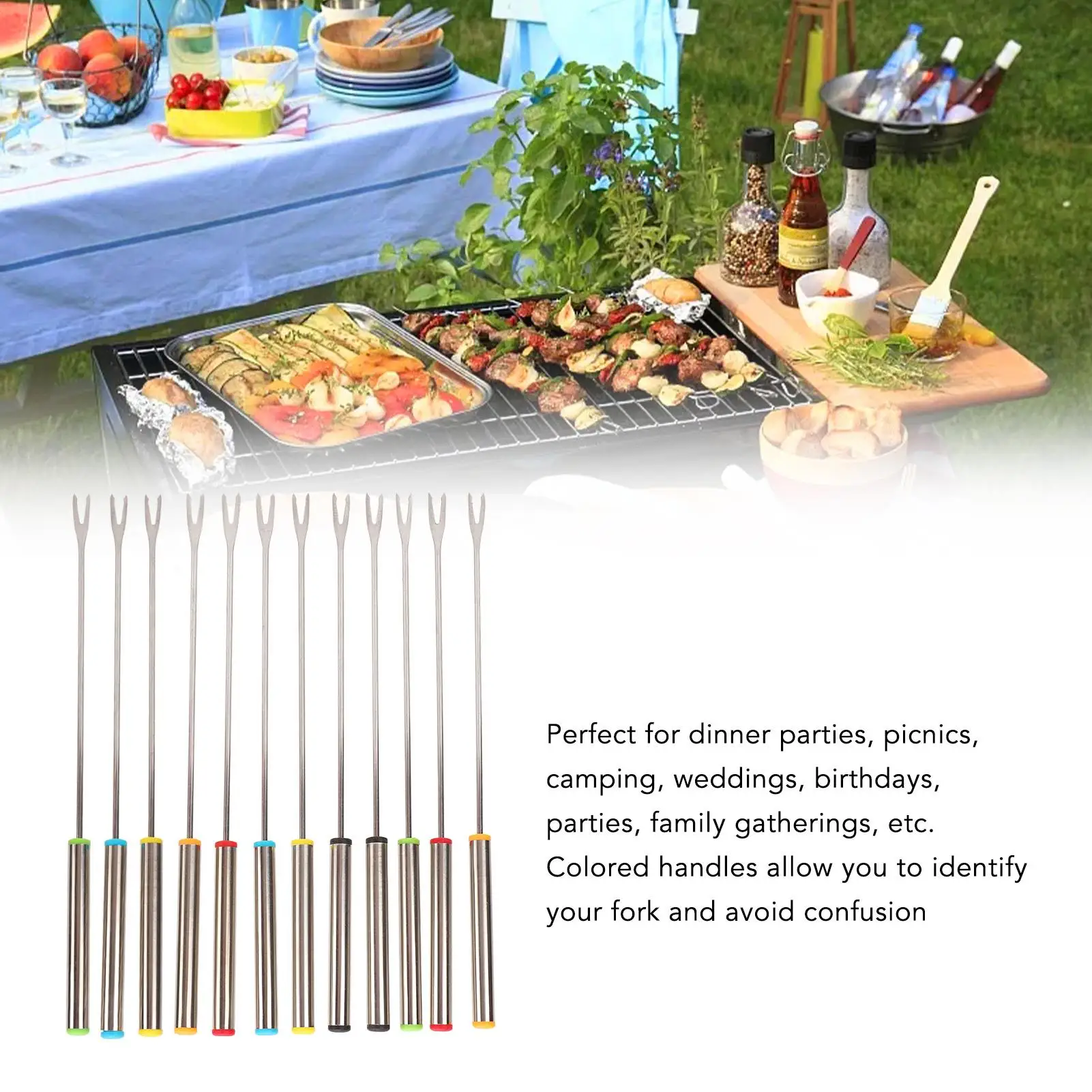 Smores Sticks Fondue Forks with Heat Resistant Handle for picnics
