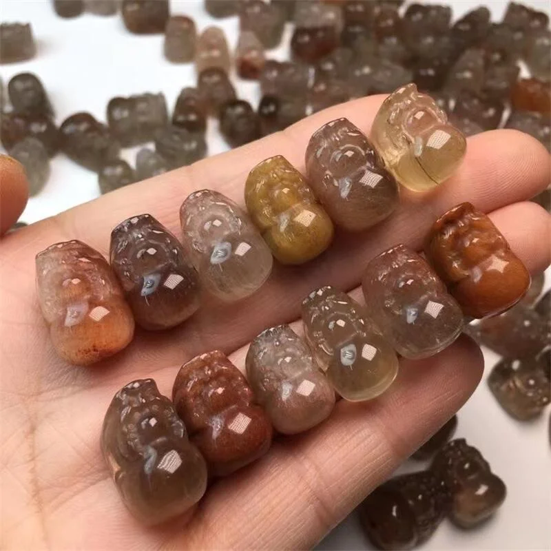 

5PCS Natural Gray Rabbit Hair Quartz Cute Small Pixiu God Beast Stone Healing Mineral Crystal Stone Holiday Gift 13-17MM