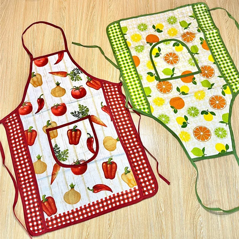 1 Stück Retro Obst- und Gemüse-Schürze für Zuhause und Küche, Ärmellose Schürze mit Tasche zum Umhängen – Detail 3
