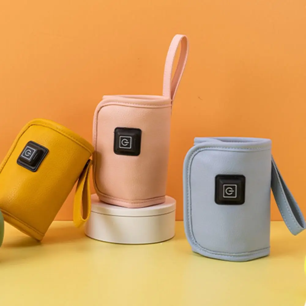 PU Leather Baby Bottle Insulation Cover Universal Car-Mounted USB Milk Bottle Warmer Adjustable Gear Nursing Bottle Heater