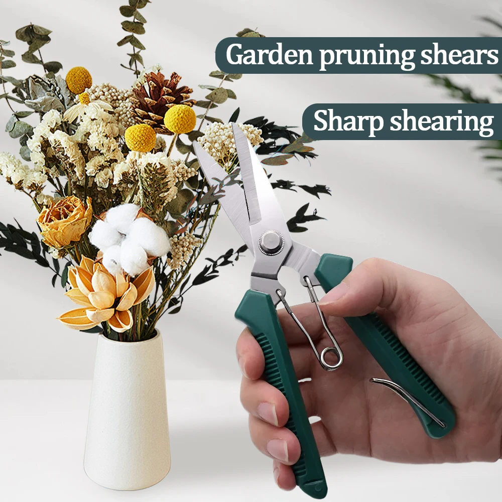 190mm Straight Pruning Shears Stainless Steel Non-Slip Handle Garden Scissors for Bonsai Household Fruit Tree Trimming Tool