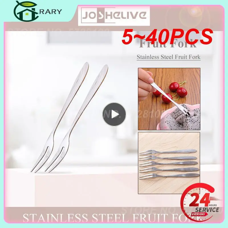 

Столовые приборы с двумя зубьями из нержавеющей стали, вилка для фруктов на день рождения, вилка для фруктов, пилка для закусок, десертов, кухонные аксессуары, 5 ~ 40 шт.