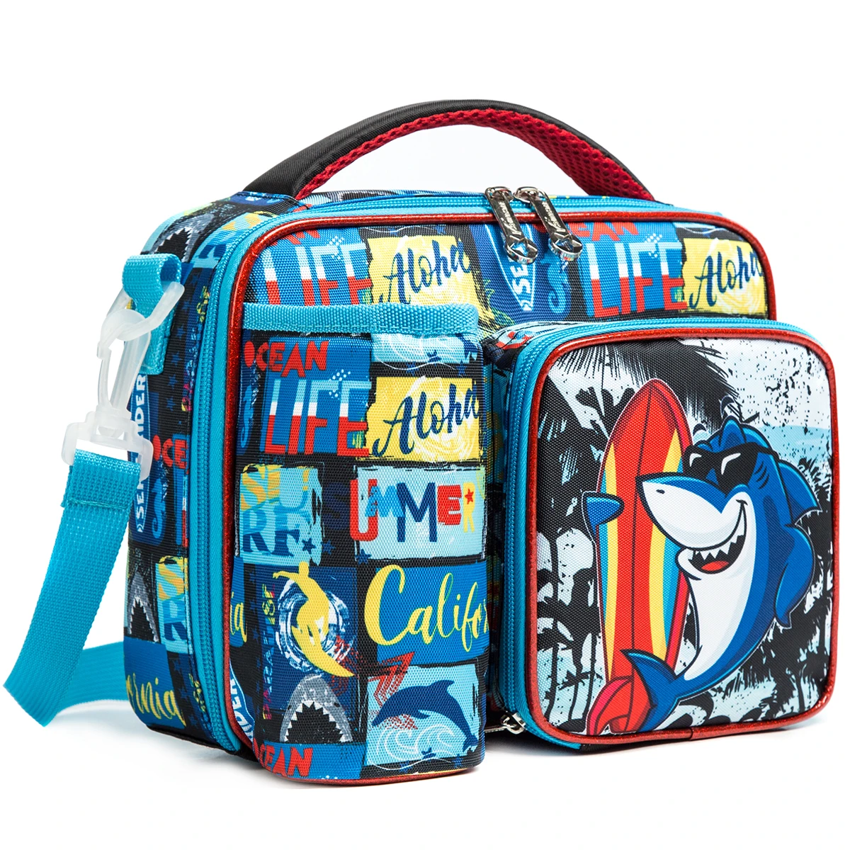 Kids Lunch Bag for Boys with Water Bottle Holder School Insulated Lunch Bags for kids with Multiple Zippered Pocket