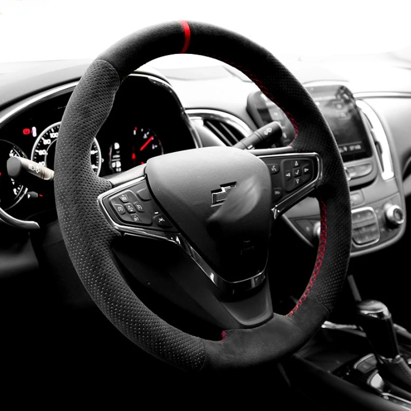 

For Chevrolet CRUZE Cavalier Monza Equinox MALIBU Camaro Captiva Customized Alcantara hand sewn steering wheel cover anti-skid