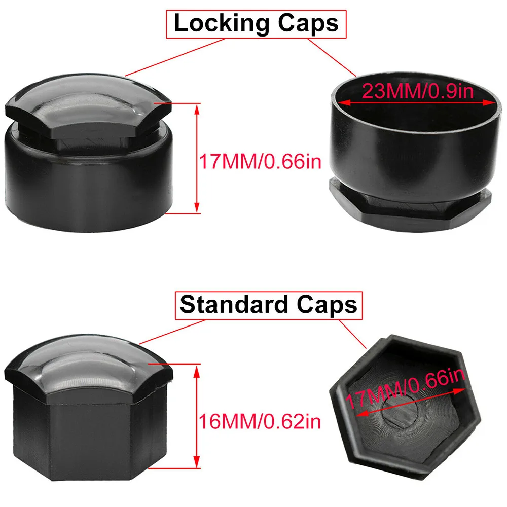 24 stücke 17 MM Schwarz Rad Mutter Bolzen Borte Bolzen Abdeckung Kappe Für Opel BMW Bens Locking Cap Removal Tool auto Reifen Radnabe Mutter Abdeckungen – Detail 5