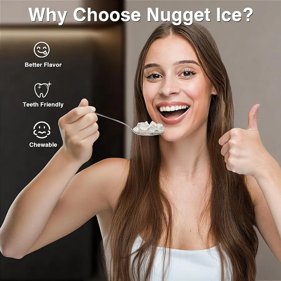 Nugget Countertop Ice Maker with Soft Chewable Pellet Ice Automatic Cleaning 34Lbs/24H Pebble Machine with Scoop Sonice