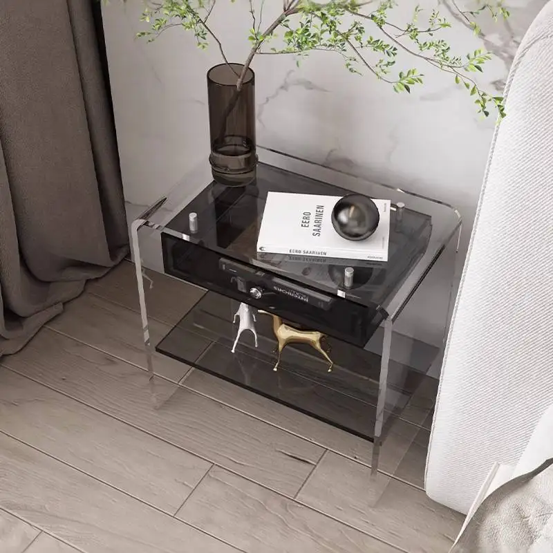Elegant Transparent Nightstands Design Acrylic Luxury Nordic Bedside Table Drawer Narrow Unique Mesitas De Noche Furniture Home 4