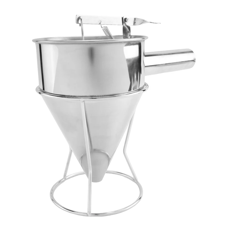 1 PCS Funnel Dispenser Silver With Rack Cupcake Pancake Batter Maker Octopus Fish Ball Home Kitchen Baking Tool