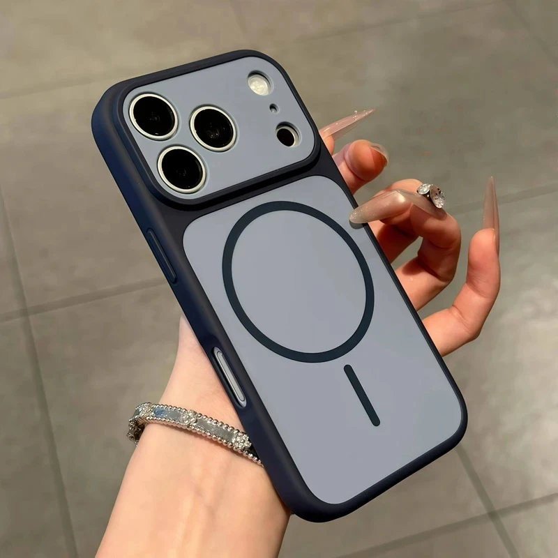 Magnetic Matte Phone Case For Iphone Two-colour Bumper Cover_voghion.com