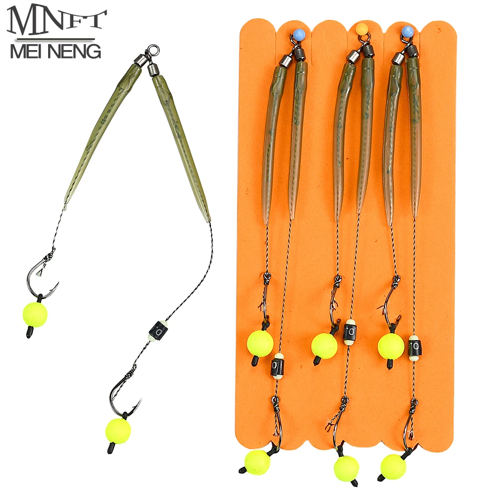 3 sets montages carpe prêts à pêcher hameçons hair size 3#-10# pour pêche de la carpe en étang