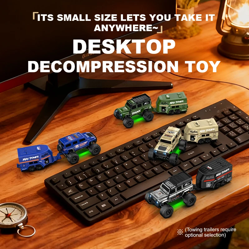 1: 64 Mini Climbing Remote Control Car With Trailer Full Scale Off-road Vehicle Children Toy Model Christmas Gift