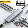 Vention New USB Hub HDMI 4K 60Hz 9 in 1 PD 100W USB C 3.2 Gen2 Hub 5Gbps Splitter Expansion Adapter for Macbook Air M1 M2 Laptop 1