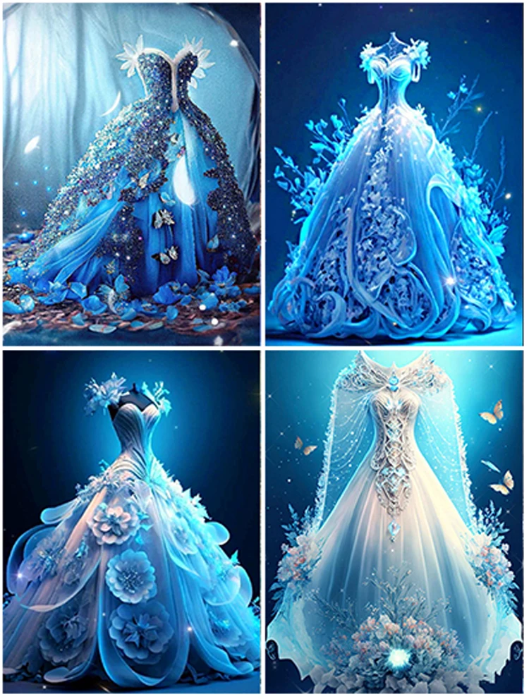 

Пейзаж 5D, алмазная живопись, красивое синее платье, алмазная живопись, инкрустированная полностью Алмазная вышивка, живопись, украшение для дома