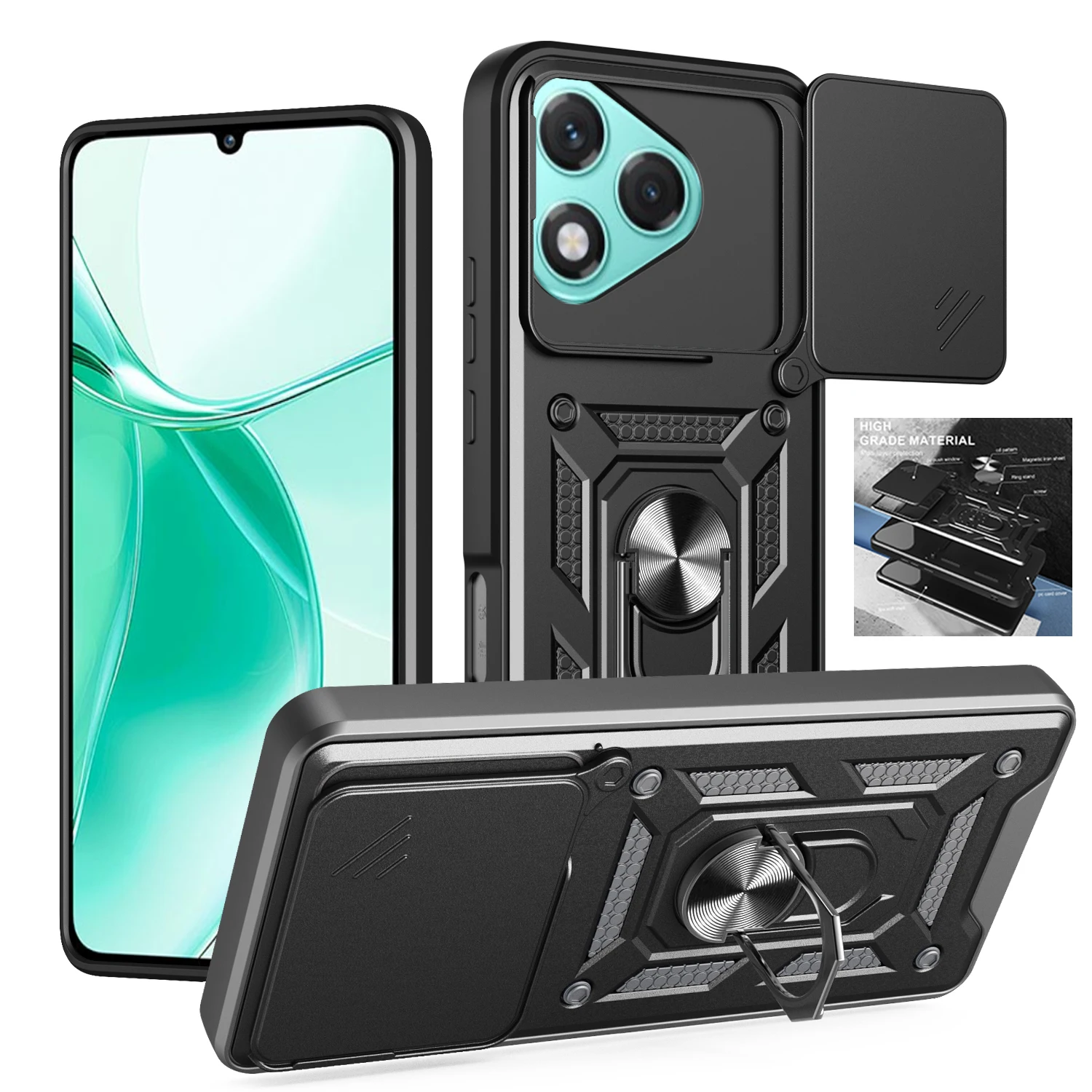 Durable Protective Phone Shell with Magnetic Ring and Camera Guard