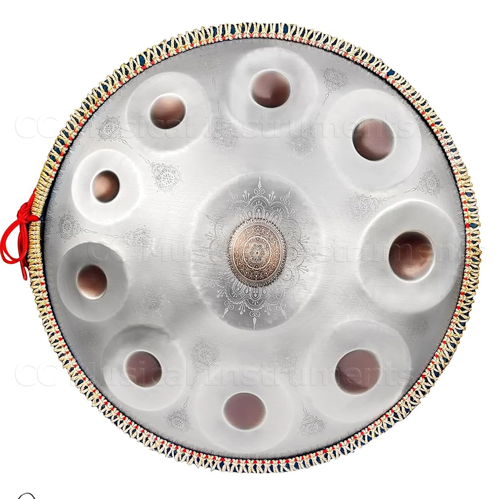 Handpan Drum with Steel Tongue for Yoga Meditation, Percussion Instruments, Music Drums, Gift, D Minor, 22 in, 440Hz