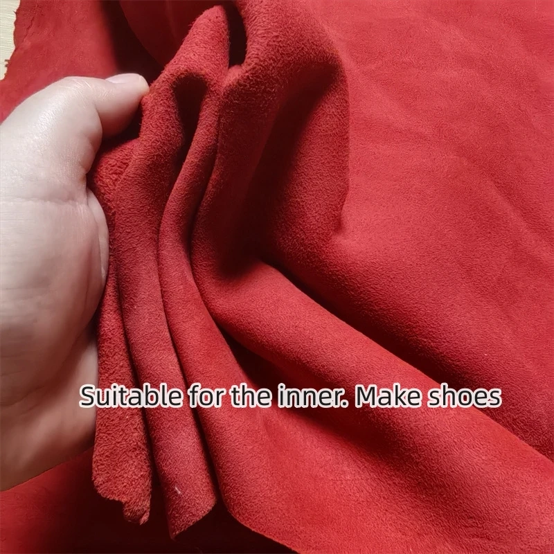 레드 프로스트 가죽, 0.8mm, 1mm 첫 번째 레이어 가죽. 진짜 가죽 원단. 수제 DIY 내부. 신발. 전체 양가죽