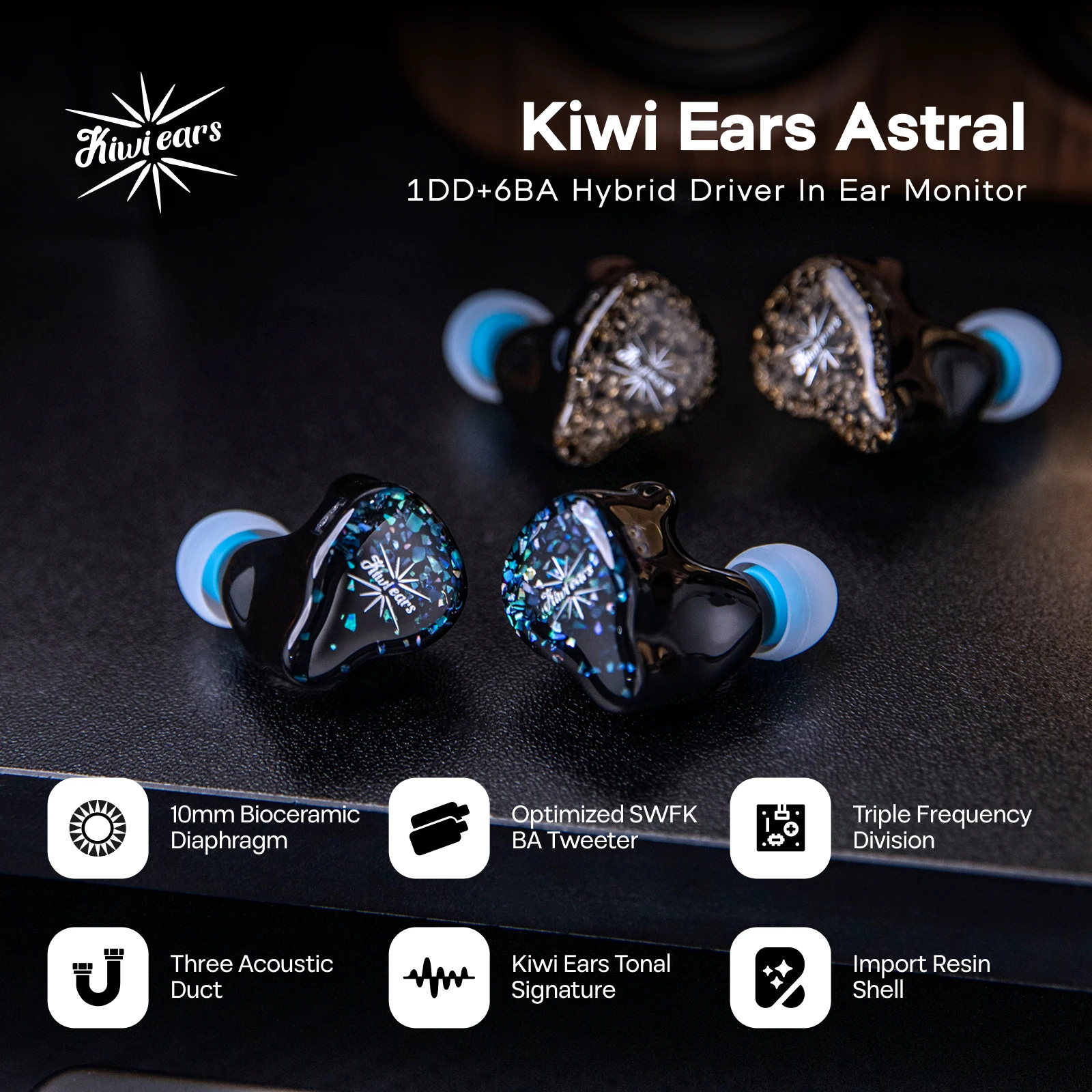 Amazon.com: Linsoul Kiwi Ears Astral 1DD+6BA Hybrid in Ear