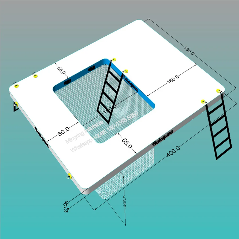 Inflatable Double Layer Dock, Floating Sea Pool Island, Yacht, Ocean Pool, 4x3m, 13x10ft