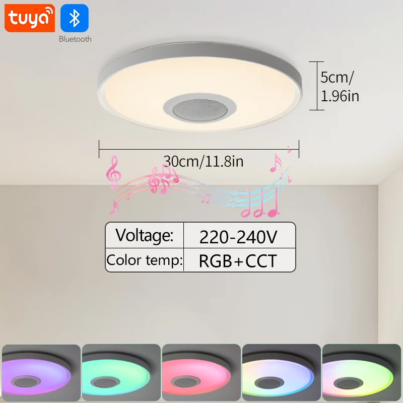 MARPOU TUYA Smart APP Luz de teto LED Música Alto-falante RGB Dimmer Controle Remoto Bluetooth WIFI 220V Quarto Decoração de casa