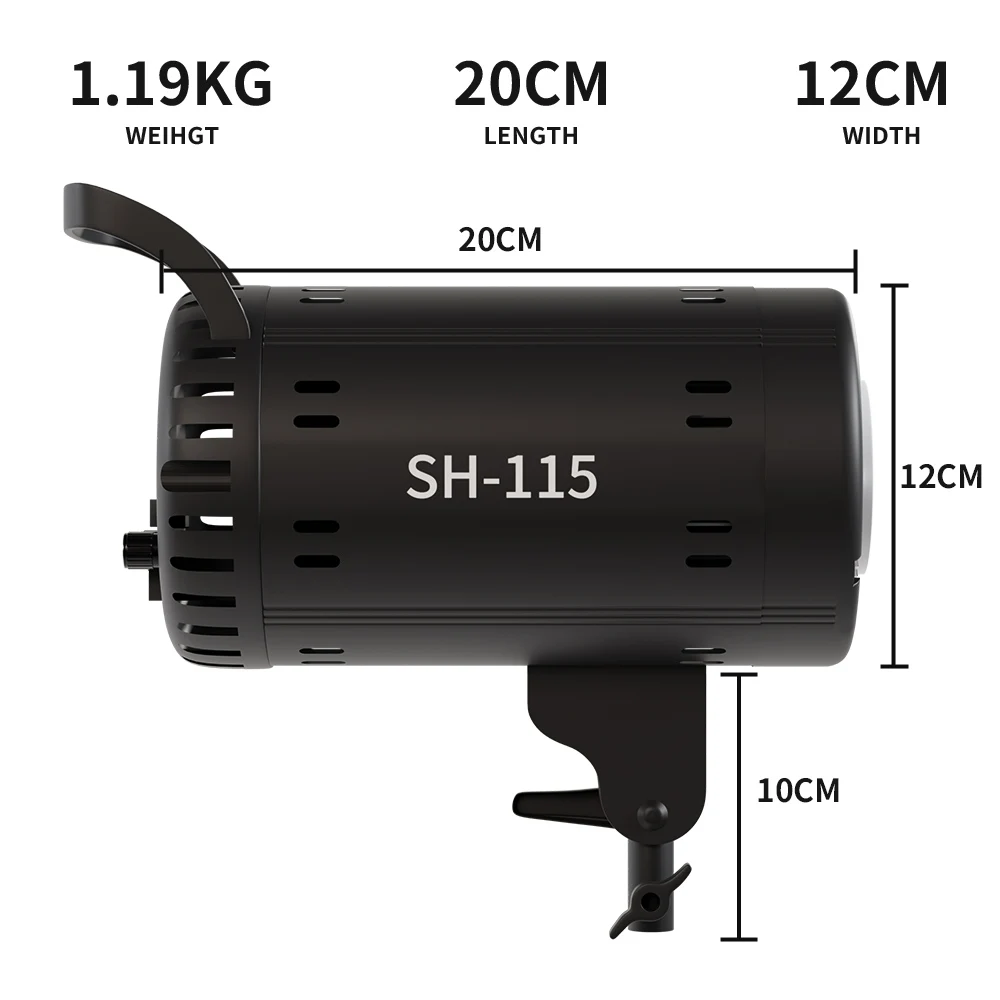 SH 115W 사진 Bowens COB 비디오 조명(원격 제어 포함) 3200-5600K 2색 온도 CRI95+ 일광 채우기 램프