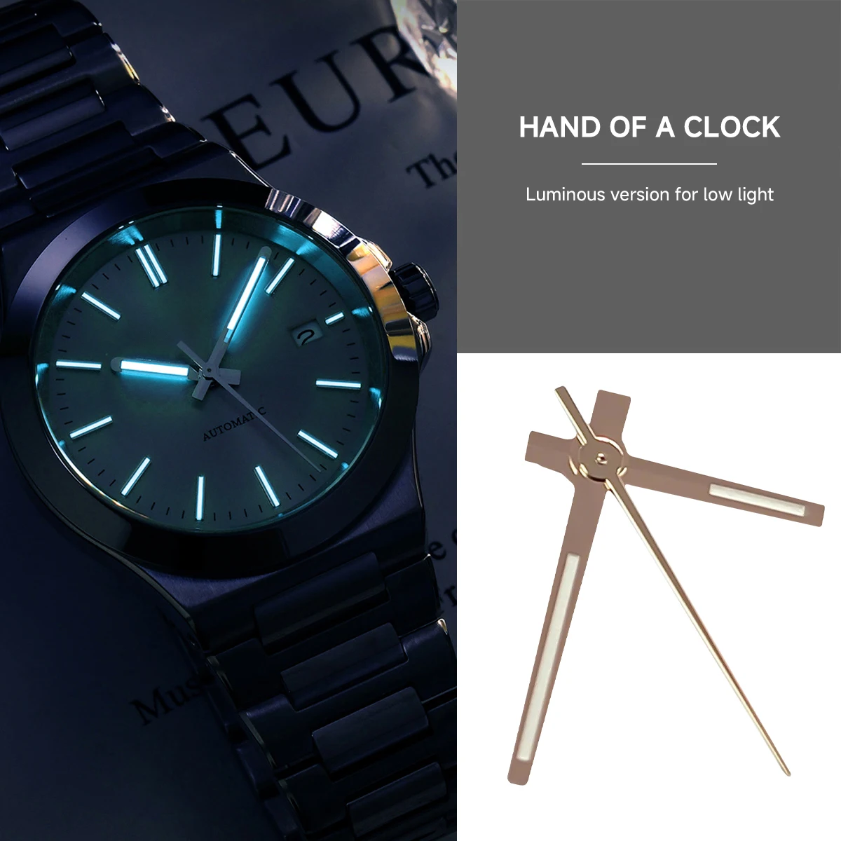 NH35 Hands Rose Gold Silver Gold Watch Hand Ice Blue/Blue/Green Luminous For NH35/NH36/4R/7S Movement Watch Pointer