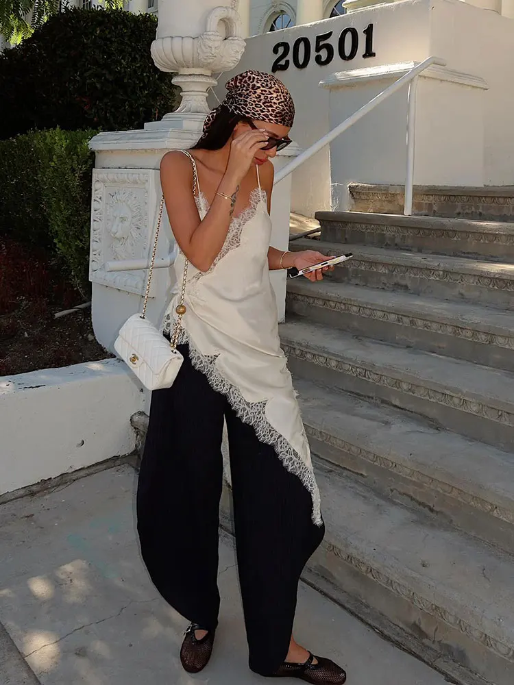 HH Women Elegant Fashion Solid Asymmetry Hem Dress Backless Sleeveless V Neck Dresses Lady Sexy Lace Mini Dress Vestidos