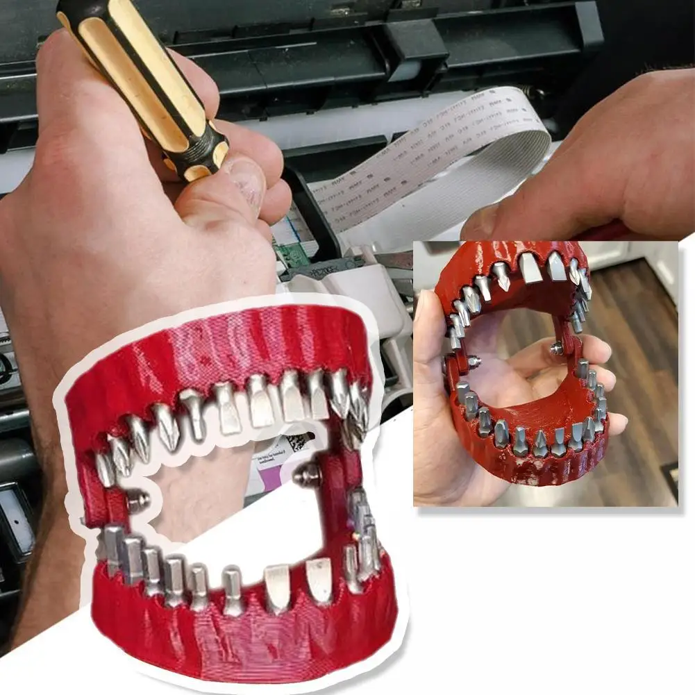 Funny Denture Drill Bit Holder For Screwdriver Teeth Model Screwdriver Bit Holder Fits 1/4 Inch Hex Bit Drive Bit Adapter Tools
