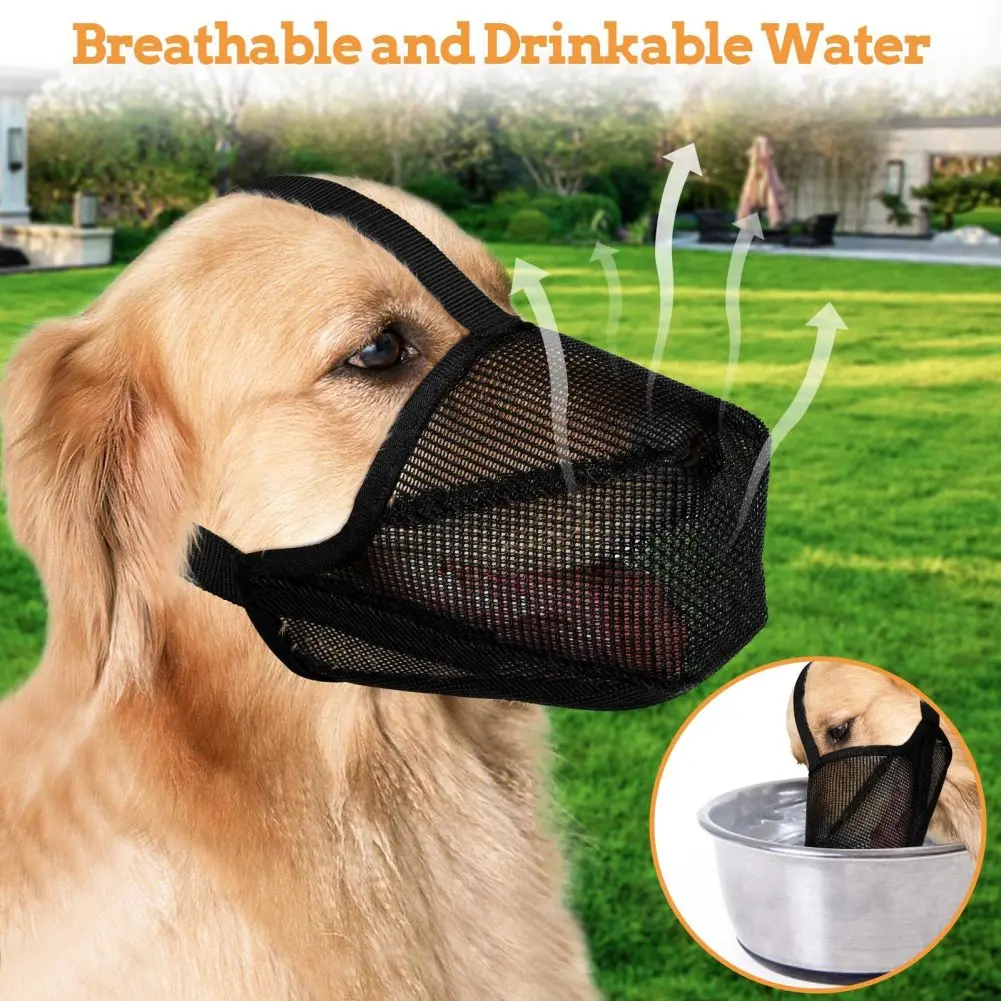 

Pet Dog Mesh Muzzle Breathable Adjustable Anti-bite Anti-barking Mouth Mask Protective Cover For Small Medium Large Dogs