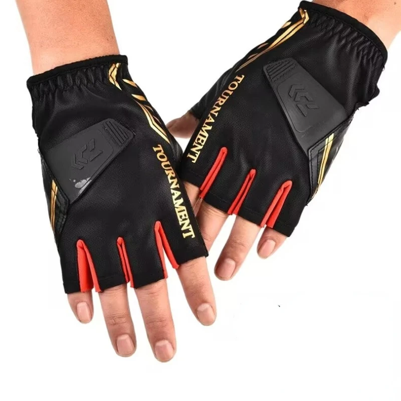 2023 New Fishing Gloves for Men Genuine Leather Half Finger 3 Fingers Cut  Gloves for Fly Fishing and Waterproof Glove