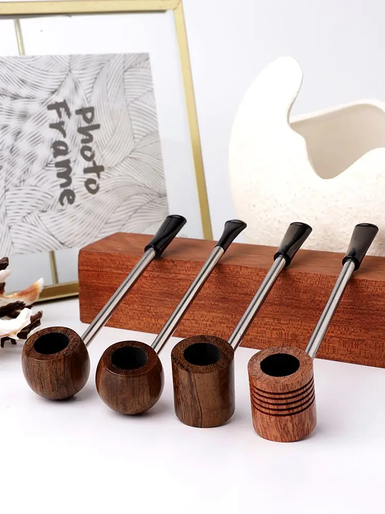 

Muxiang Rosewood popeye smoking pipe Straight Wood Pipe 3mm Filter Portable Herb Tobacco Pipe Grinder small Smoke pipe