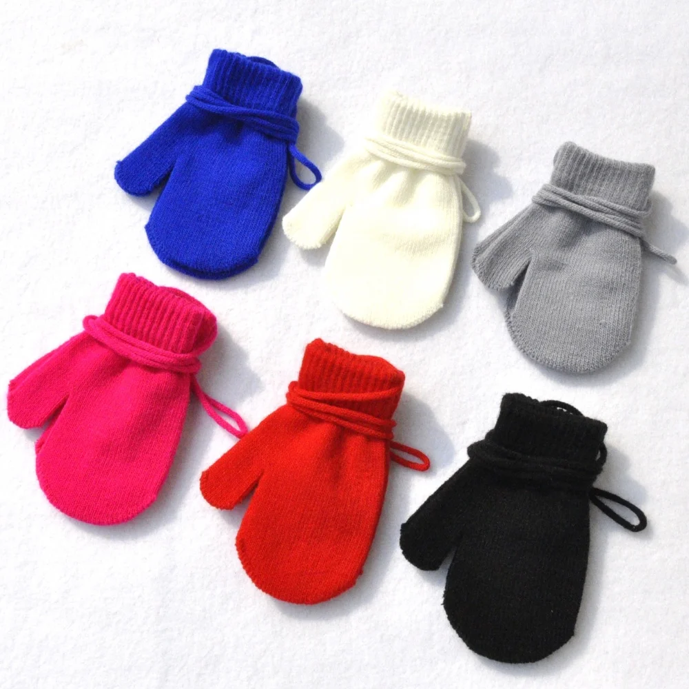 Winter Baby Gloves Mittens for 1-3Y Kids Hanging Neck winter gloves baby mittens
