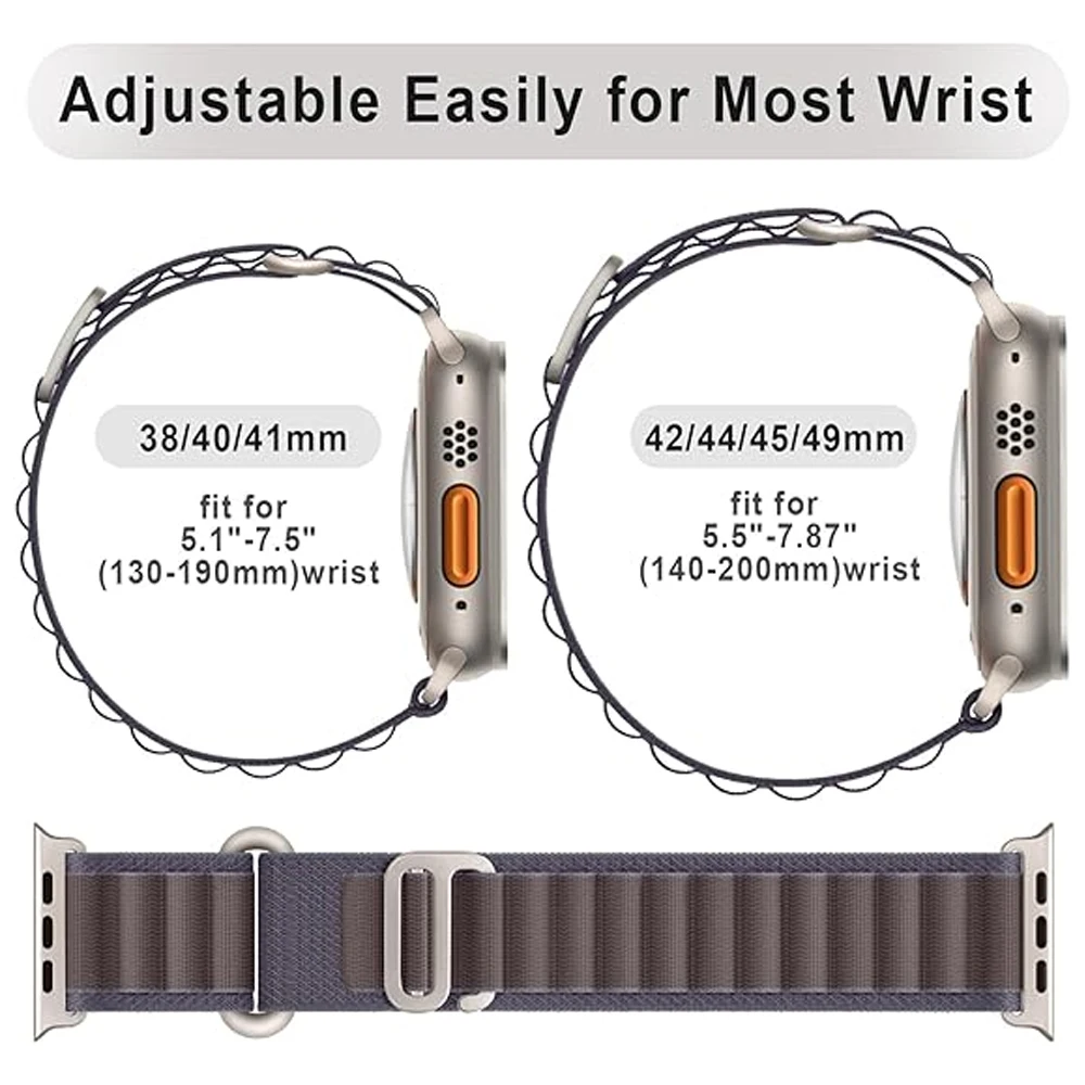 애플 워치용 알파인 스트랩 울트라 밴드, 49mm, 45mm, 44mm, 42mm, 40mm, 41mm, 44mm, 나일론 코레아 팔찌, 아이워치 시리즈 9, 8, SE, 4, 3, 7, 6, 5