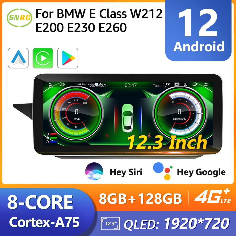 

SNRG Android Car Radio 12.3 Inch Screen For Mercedes Benz Class E W212 E200 E230 E260 Carplay Auto Multimedia Bluetooth Stereo
