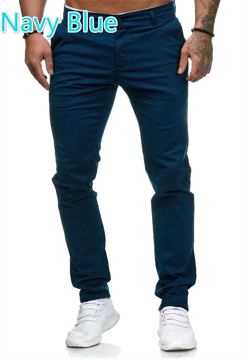 Fashion Mens Work Pants Street Style Solid Color Straight Casual Suit Pants Slim Fit Mens Trouser