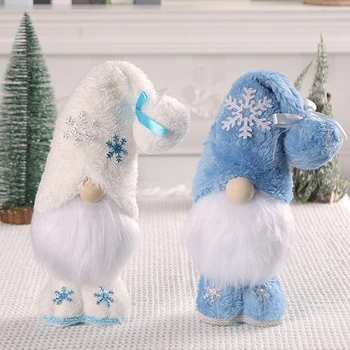 Christmas Gnome Faceless Doll Blue White Standing Dwarf Christmas Plush Gnomes Decoration For Home Party Ornaments New Year 2024 1