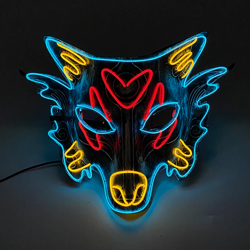 

Hot Luminous Led Animal Mask Halloween Scary Decoration Cosplay Costume Props Light Glow Wolf Mask Glowing In The Dark