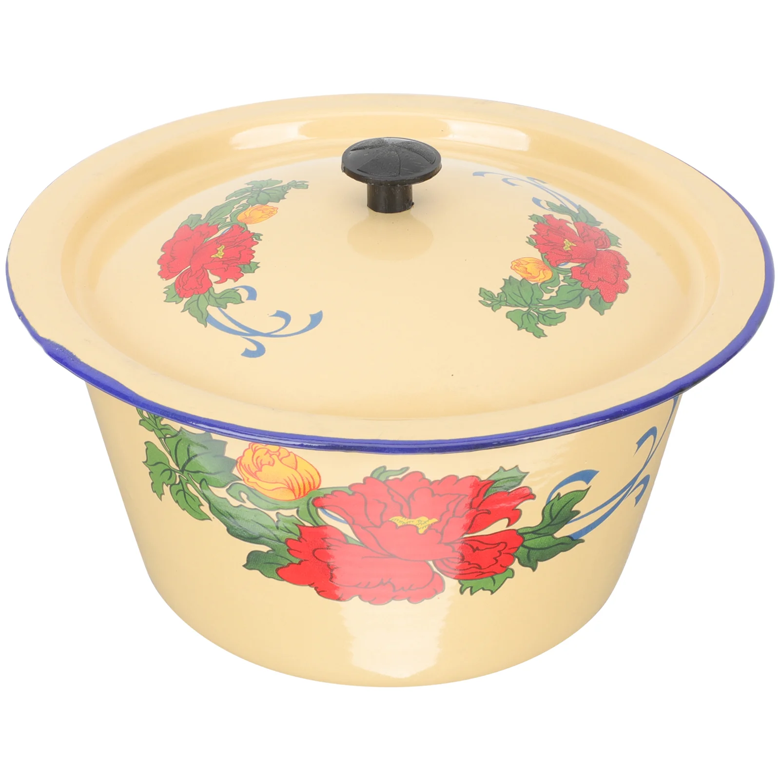 

Milisten Metal Wash Tub Enamel Bowl Vintage Enameled Dough Making Basin Mixing Bowl Soup Serving Bowl Enamelware Plate