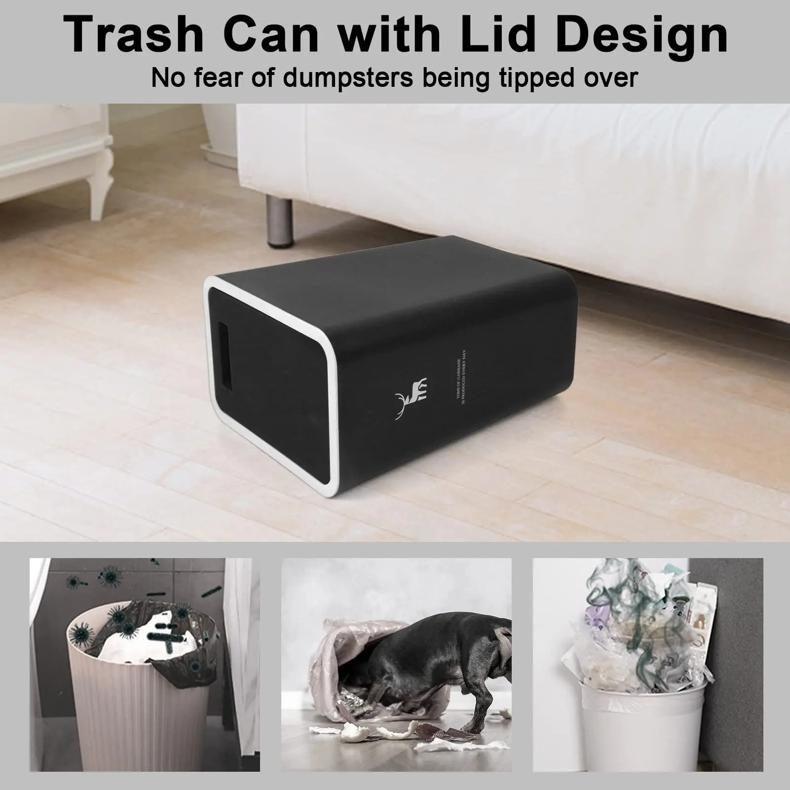 Pattumiera da bagno con coperchio, pattumiera da 15 lri con piano a pressione, pattumiera in plastica, cestino per rifiuti da cucina | Camera da letto | Ufficio  15