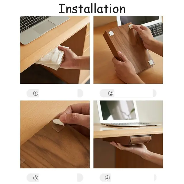 Under-Desk Tárolódoboz Fiók Ön Ragaszkodó Láthatatlan Levélpapír Szervező Otthoni Szekrény Befejező Doboz Tároló Kellékek - Image 5