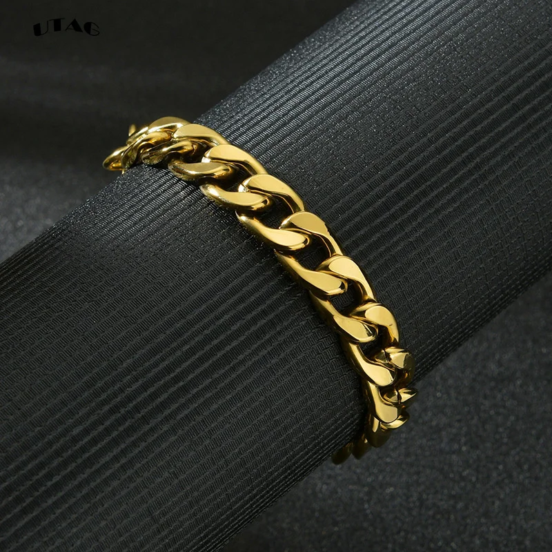 UTAG 3-7mm Einfache Edelstahl Männer Curb Kubanischen Kette Mode Frauen Armband Auf Hand Für Paar Unisex handgelenk Schmuck Geschenk Party – Detail 11