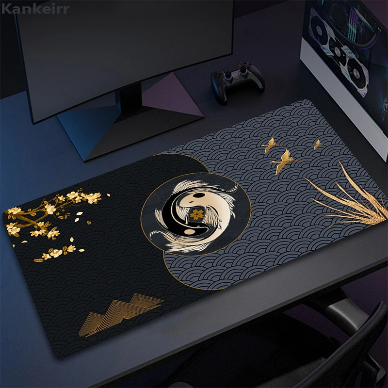 Sanwumian Tappetino per mouse da gioco di grandi dimensioni con bordi cuciti, da scrivania, tappetino per tastiera XL, tappetino da scrivania con base in gomma antiscivolo, 80 x 30 cm, marmo blu