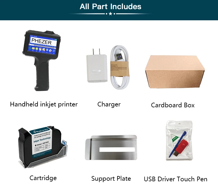 P19 12.7mm Black Handheld Inkjet Printer, Portable Label Maker for QR Bar Batch