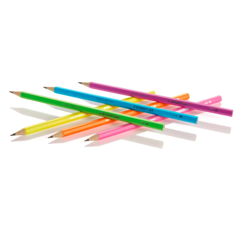 12Pcs/Box STAEDTLER WOPEX 180 NEON Pencil HB Colored Rod Black Lead Student Drawing Sketch Cute Pencils Stationery Supplies