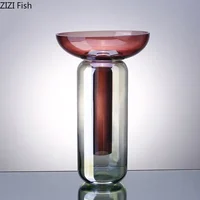 Gradient Colored Detachable Glass Vase Hydroponic Flower Pots Desk Decoration Artificial Flower Decorative Floral Arrangement 2