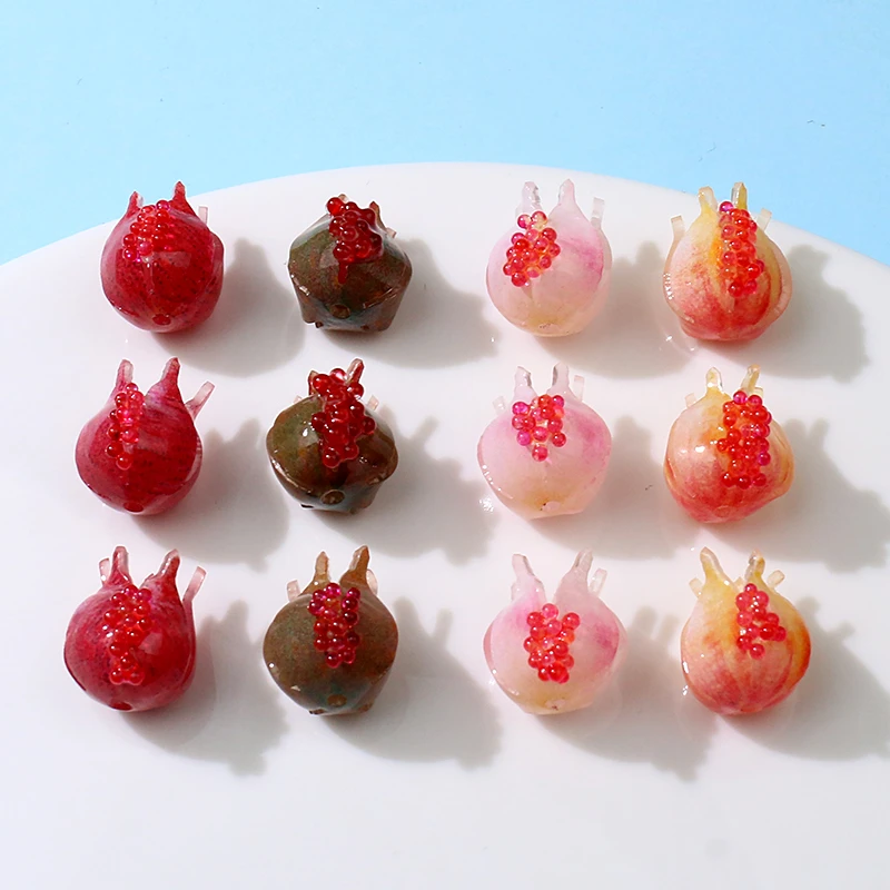 

6pcs 14X16mm Funny Pomegranate Beads for DIY Jewelry Making 4 Color Hand Made Fruit Earring Necklace Hair Accessories Hole 1.5mm