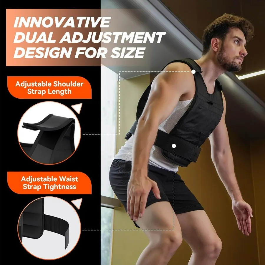 Weighted Vest for Men and Women with Reflective Stripes 13LB-22LB Adjustable Buckle Straps Weight Vests for Strength Training, R