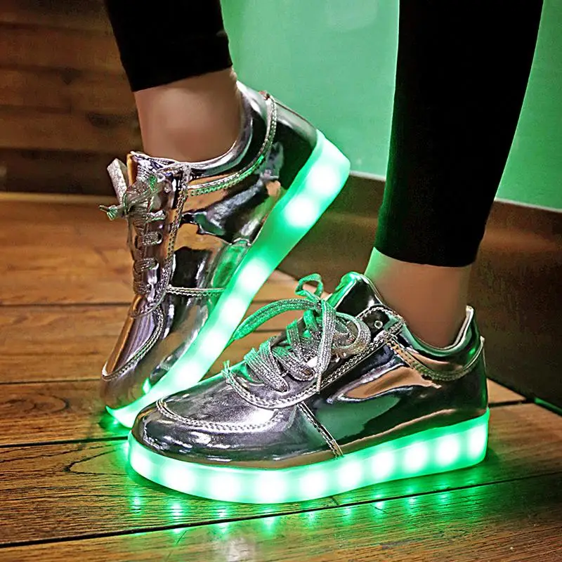 RayZing-zapatos de Unisex para adultos, calzado informal con luces Led, dorado y plateado - AliExpress Calzado