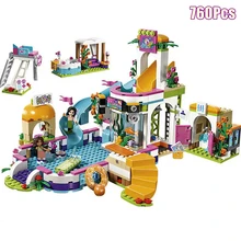 

760Pcs Building Blocks Heart Lake City Summer Pool Vacation Brick Toys for kids Christmas Gifts