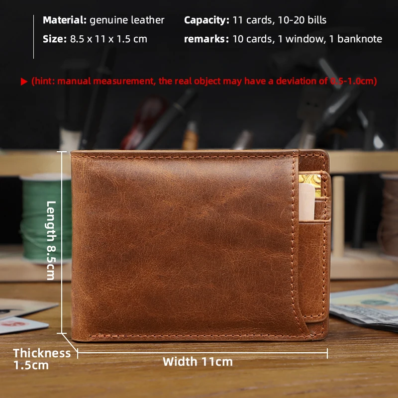 New Genuine Leather Men's Wallet Short Multi-function Fashion Casual Draw Card Wallet Card Holders for Men Cardholder Bags